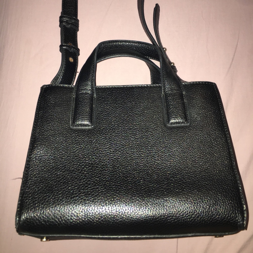 Black cross body constructed bag