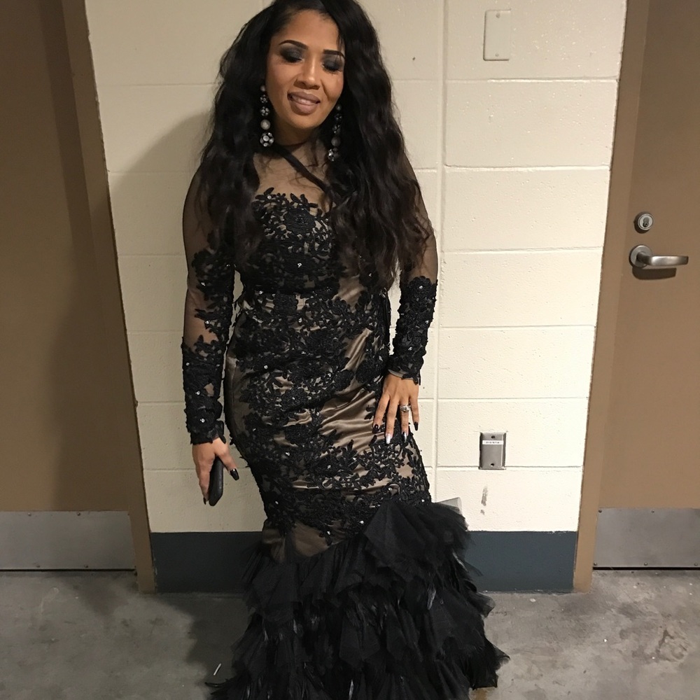Formal Feather Bottom Mermaid Gown