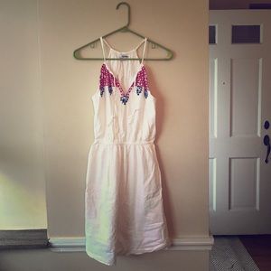 White Dress with Red and Navy Detailing