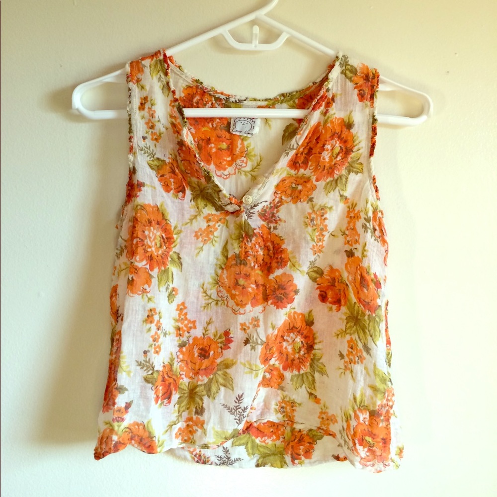 Japanese vintage peonies print tank