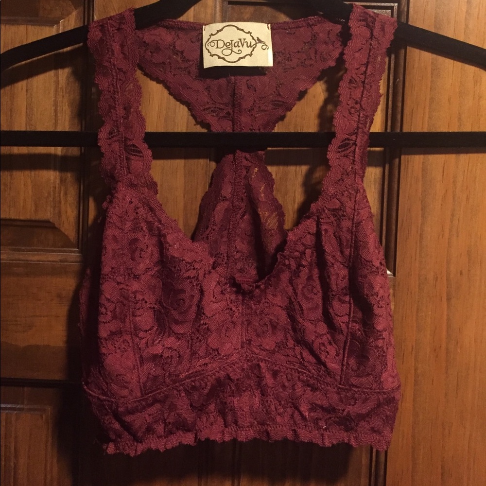 DeJaVue Maroon/Burgandy Lace Bral
