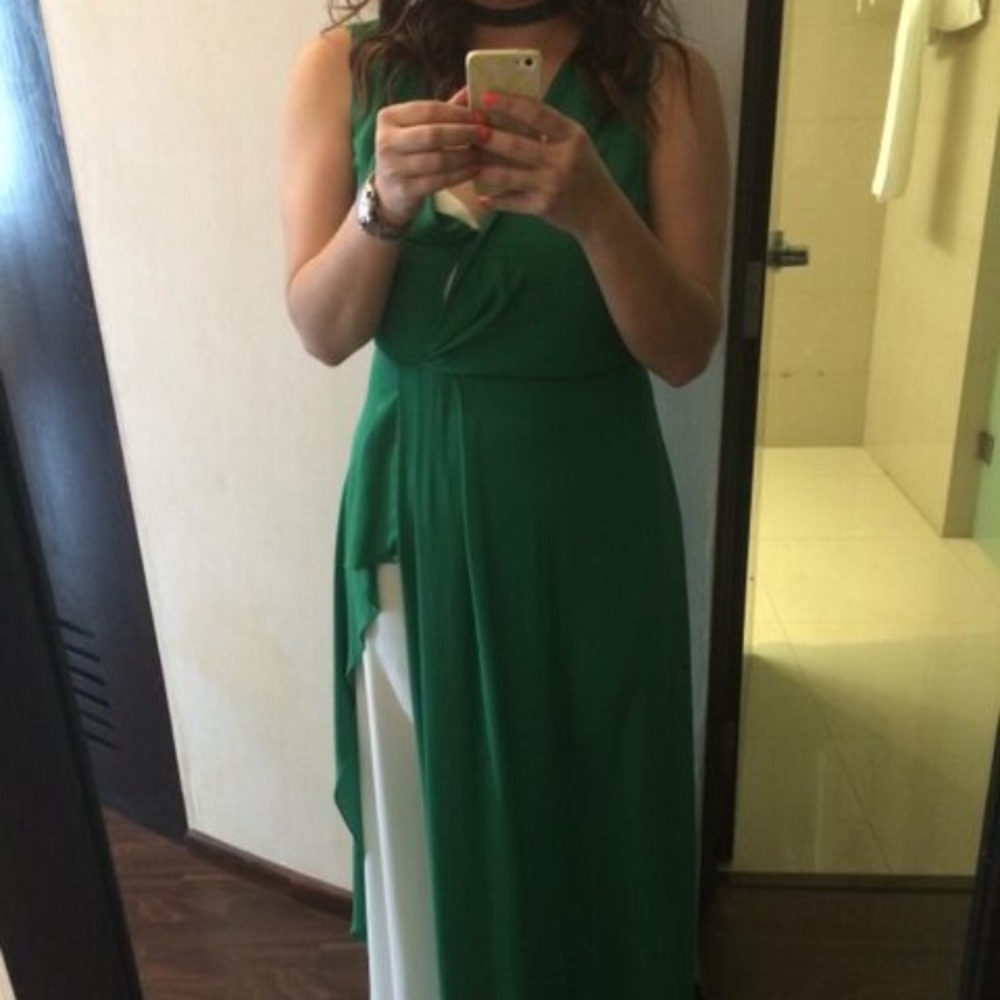 BCBG Maxazria green and white dress