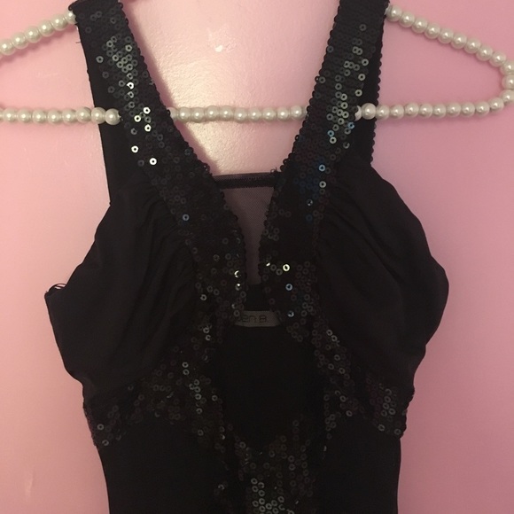 Arden B Black See Thru Panel Sequin Bodycon Dress - Picture 3 of 8