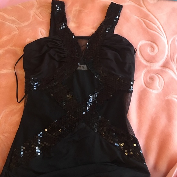 Arden B Black See Thru Panel Sequin Bodycon Dress - Picture 6 of 8