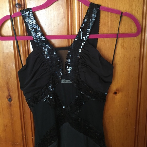 Arden B Black See Thru Panel Sequin Bodycon Dress - Picture 2 of 8