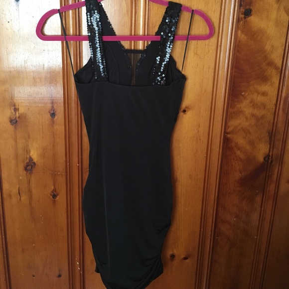 Arden B Black See Thru Panel Sequin Bodycon Dress - Picture 5 of 8