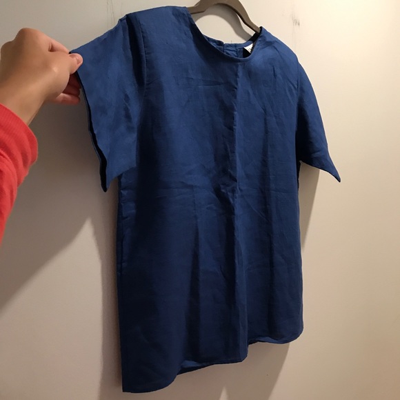 Blue structured linen shirt - Picture 2 of 7