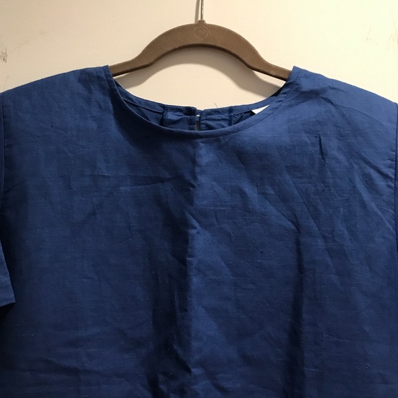 Blue structured linen shirt - Picture 3 of 7