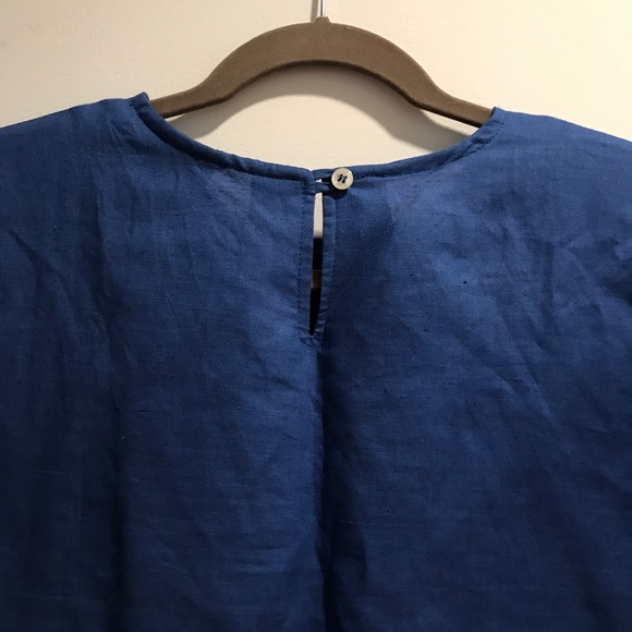 Blue structured linen shirt - Picture 5 of 7