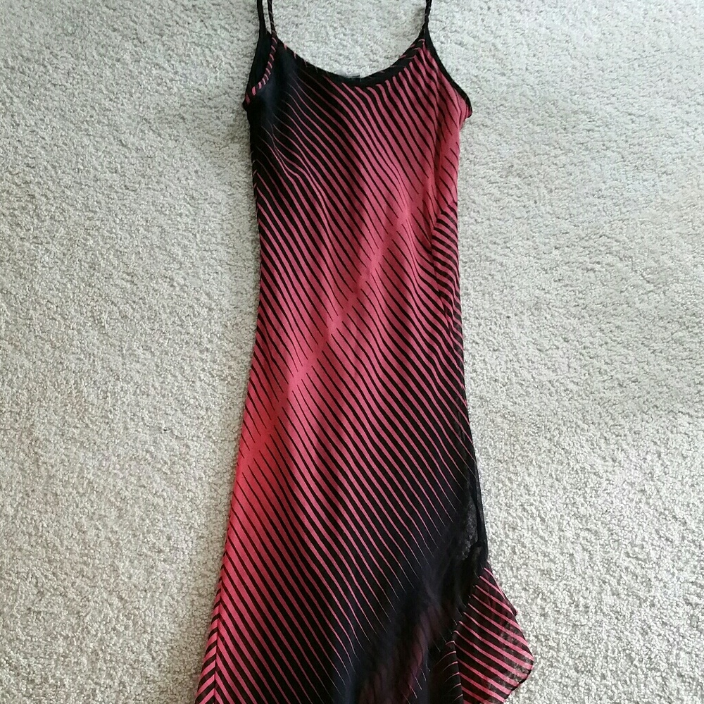 💕VINTAGE Ruffled Dress Pink Black - Picture 2 of 7