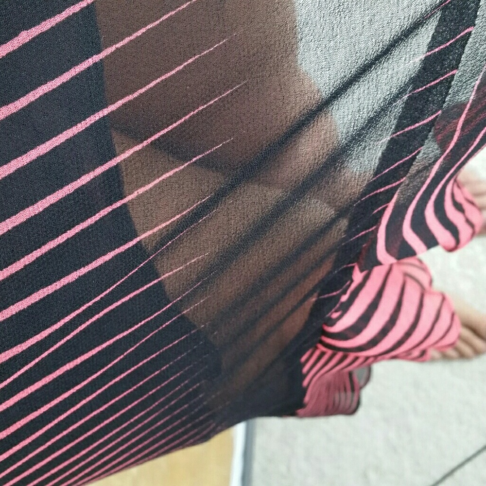 💕VINTAGE Ruffled Dress Pink Black - Picture 5 of 7