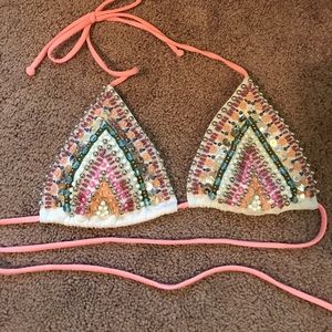 Beaded Triangle Bikini Top