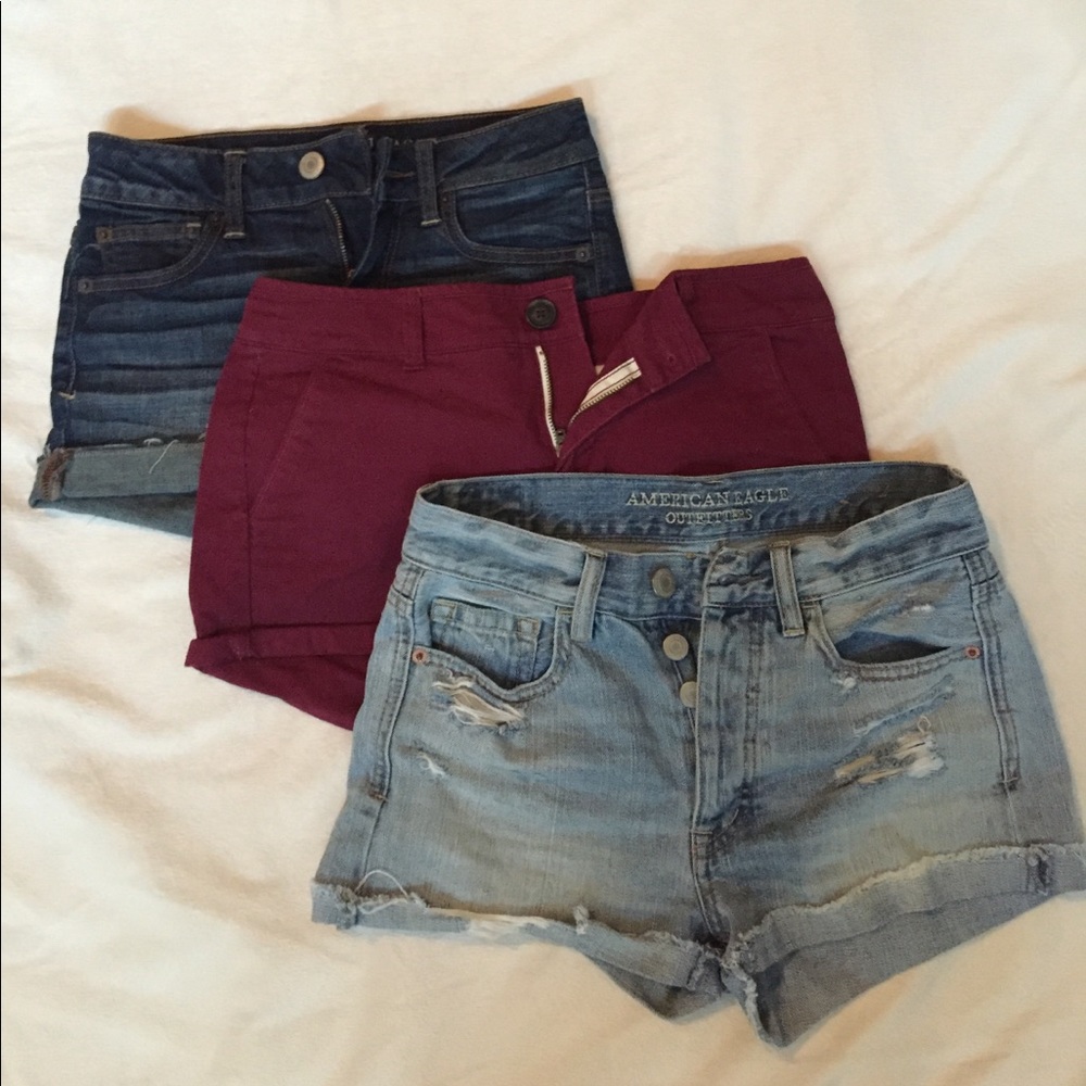 THREE pairs of American eagle shorts