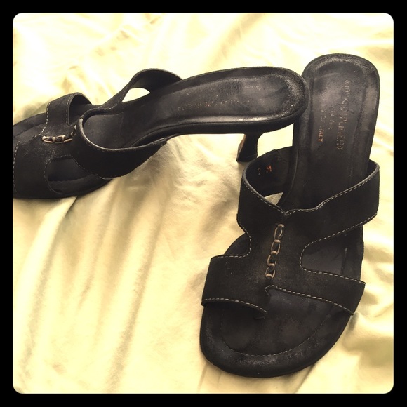D. Pilner 3" heel open toe with white stitching - Picture 1 of 1
