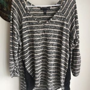 FRENCH LAUNDRY Size 1X Striped Knit Blouse