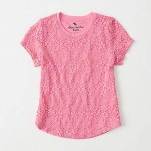Abercrombie Fitch Kids Girls Lace Jersey Tee, Pink