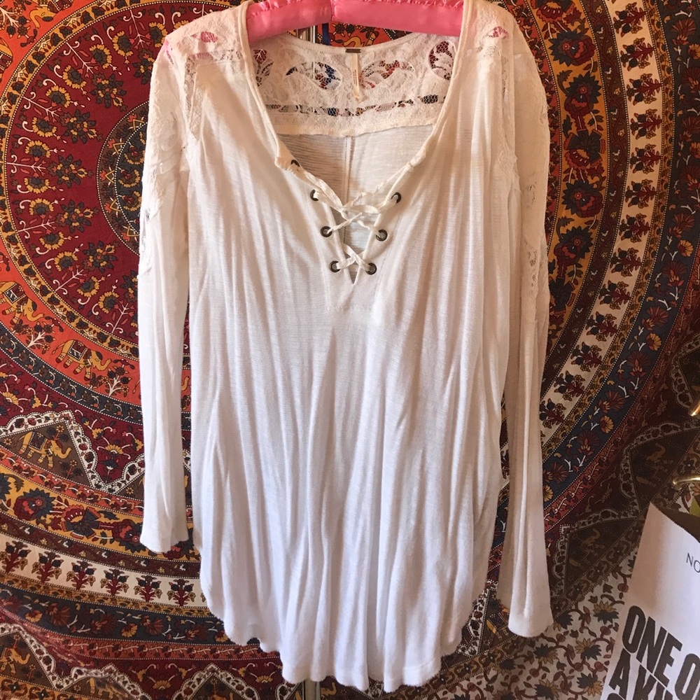 Free People long sleeve laced top