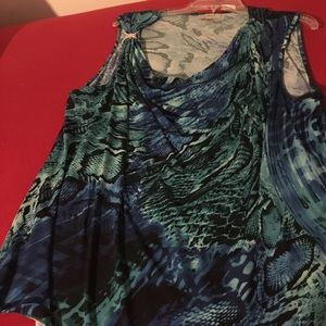 Dress Barn green and blue top 18/20