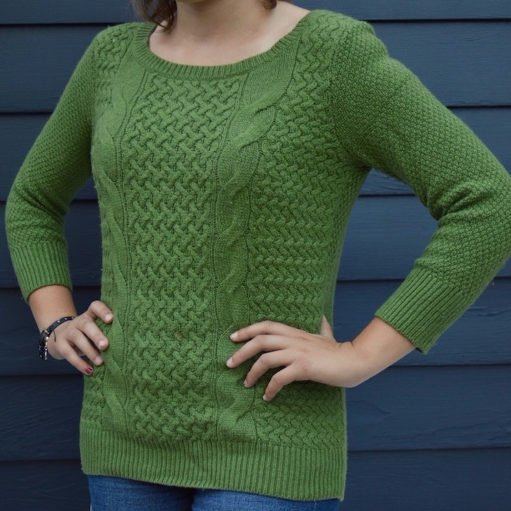LOFT Green Knit Sweater Womens' XS
