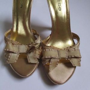 BEBE Women's Shoes High Heel Sandals gold size 8