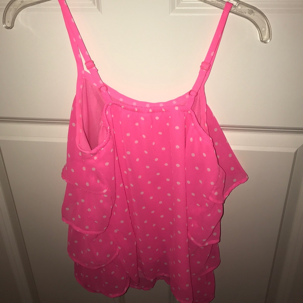 Pink polka-dot tiered tank top - Picture 2 of 3