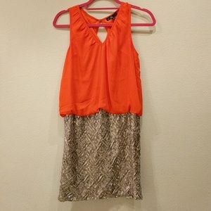 Orange and gold semi-formal dress