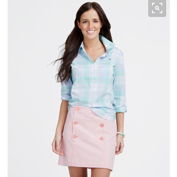 Vineyard Vines Dresses & Skirts - Vineyard Vines seersucker sailor Button skirt pink