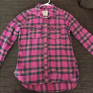 Pink flannel. Size: Medium