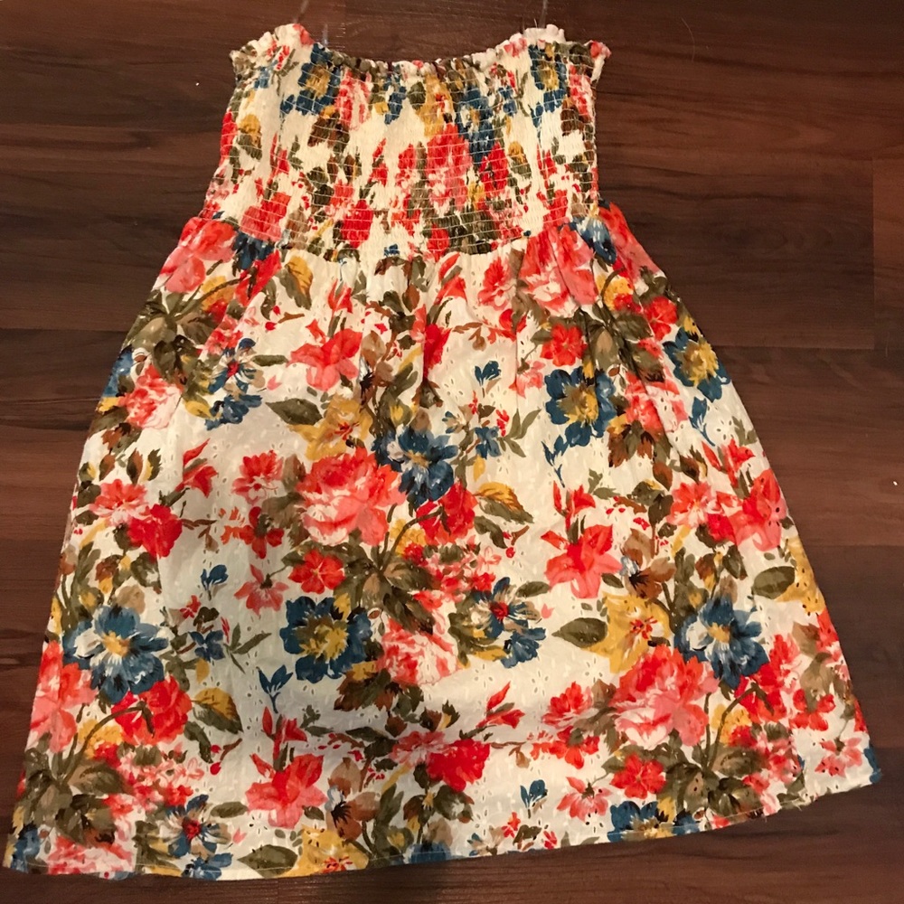 F21 Floral Strapless Dress