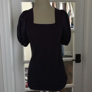 BCBG purple silk sleeve sweater