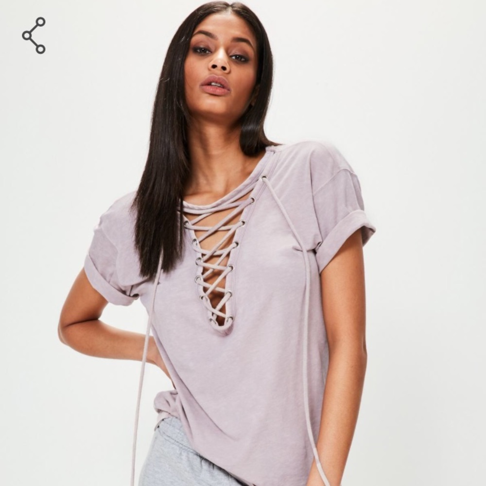 LIMITED TIME: Missguided lilac lace up tee