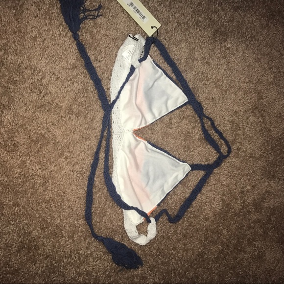 LAST ONE Crochet Knit Tie Triangle Top - Picture 4 of 4