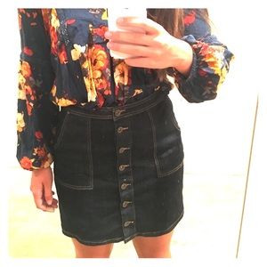 Button up denim skirt
