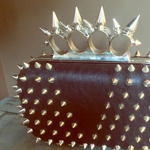 Brass knuckles studded purse