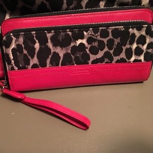 Coach Red leather and cheetah wallet