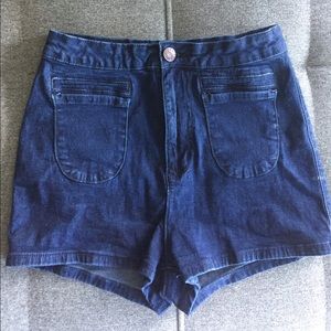 High-waisted denim shorts