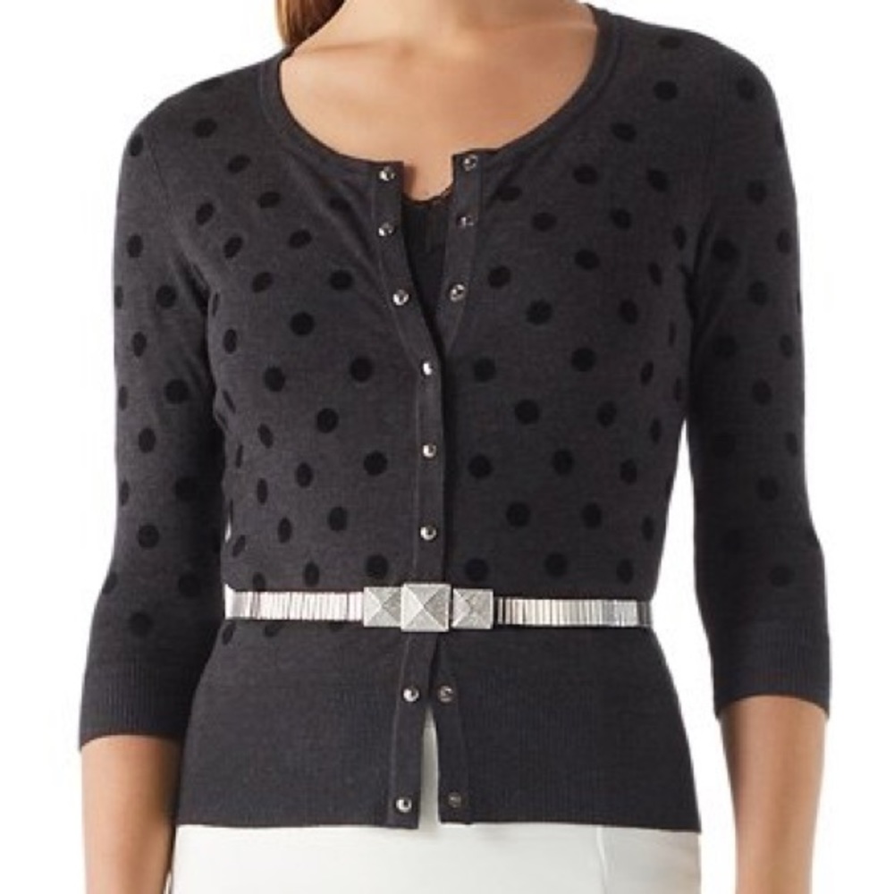 White House Black Market Polka Dot Cardigan