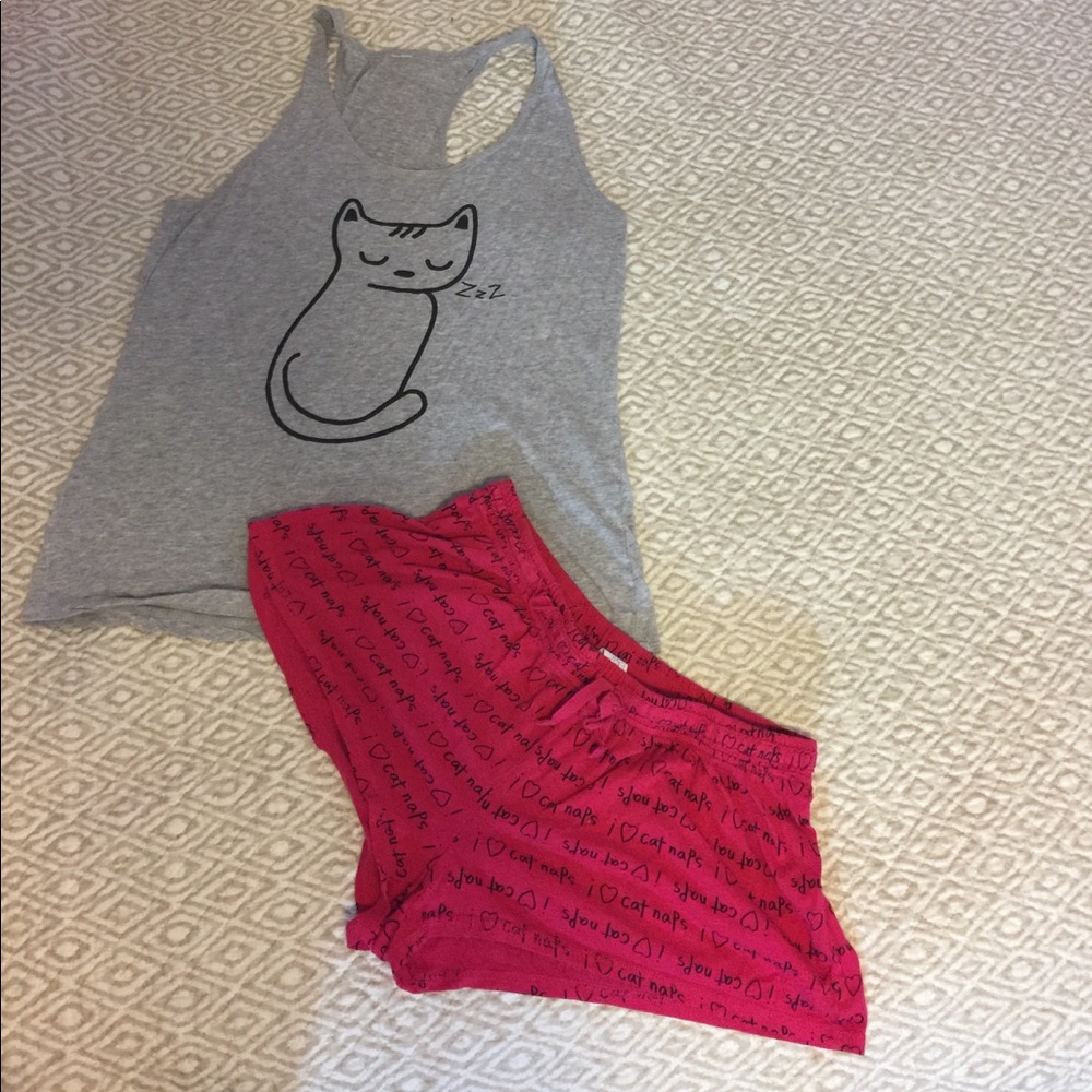 Forever 21 I Heart Cat Naps Pajama Set 💕🐱