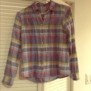 Madewell Plaid pastel colors long sleeve shirt