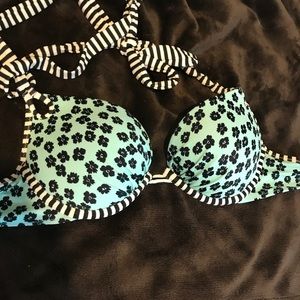 Victoria's Secret blue floral bathing suit top