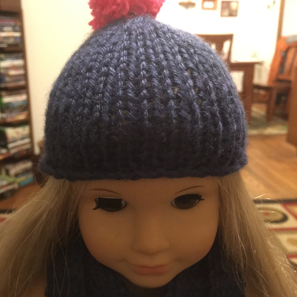 Hand-Knit 18-inch Doll Hat & Scarf Set - Picture 2 of 3