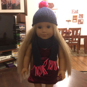 Hand-Knit 18-inch Doll Hat & Scarf Set