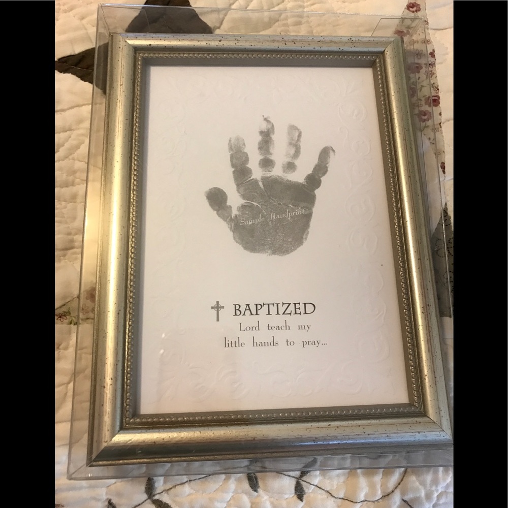 Children's baptism frame gift for fingerprints