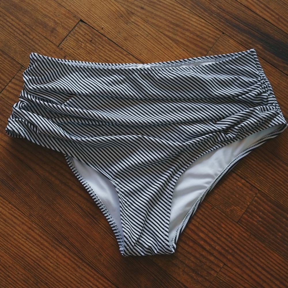 Black & White High Waisted Bikini Bottom