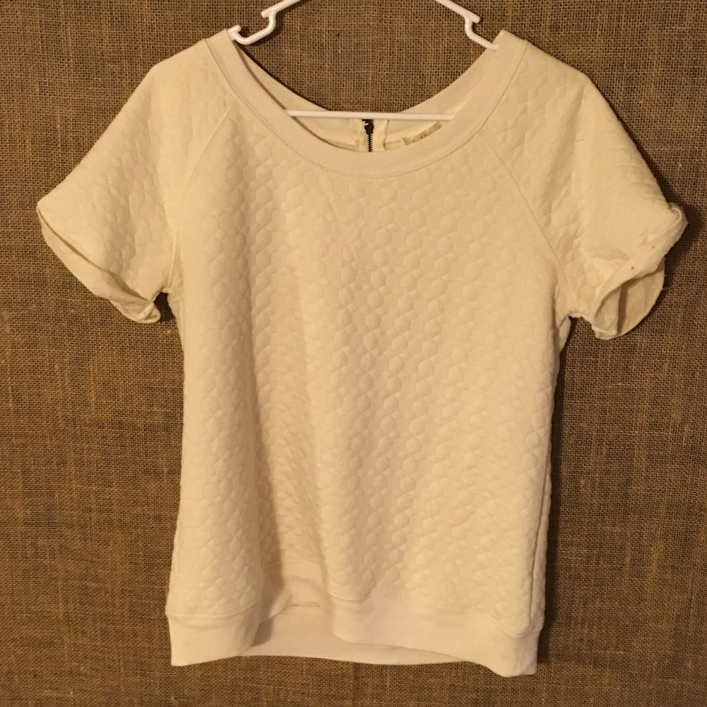 Quilted Sweater Short-Sleeve Top