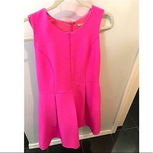 Bright pink fit and flare dress