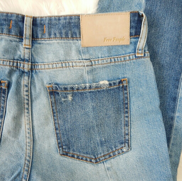 Free People Patchwork Distressed Straight Leg - Picture 6 of 7