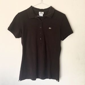 lacoste brown collared tee