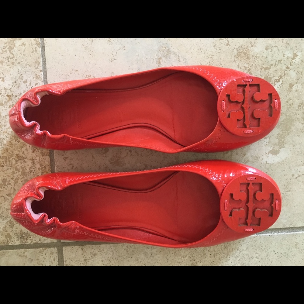 Orange Tory Burch ballet flats