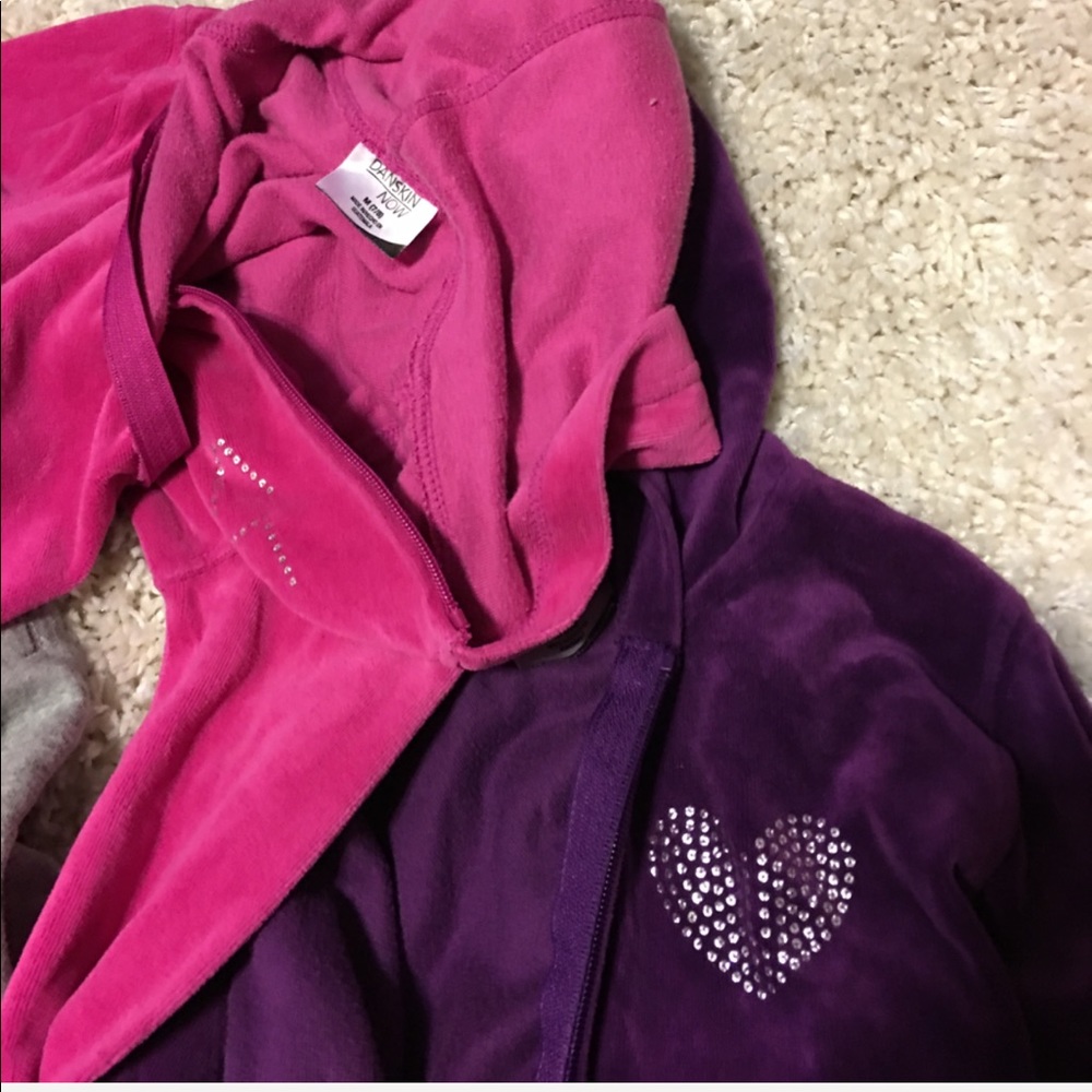 2 Danskin Now Velour Hoodies Girls 7/8